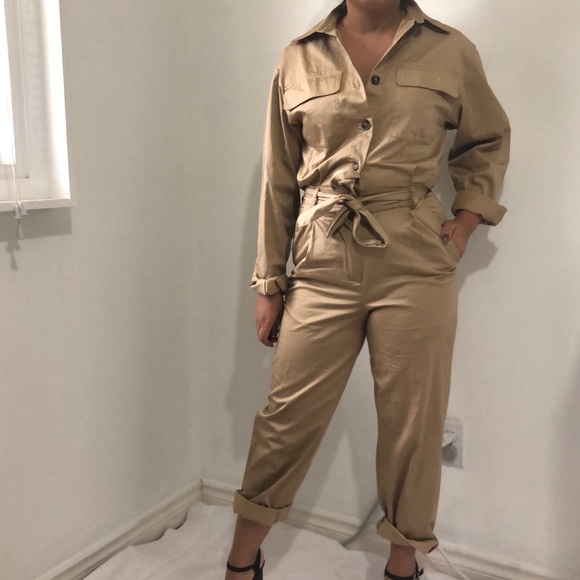 Tan long sleeve Jumpsuit - Picture 3 of 5